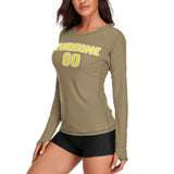 Custom Light Khaki Light Yellow Women's Long-Sleeve Shirt