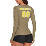 Custom Light Khaki Light Yellow Women's Long-Sleeve Shirt