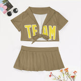 Custom Light Khaki Light Yellow Cheerleading Uniform Set