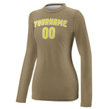 Custom Light Khaki Light Yellow Women's Long-Sleeve Shirt