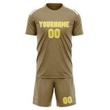 Custom Light Khaki Light Yellow Soccer Jersey