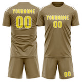 Custom Light Khaki Light Yellow Soccer Jersey