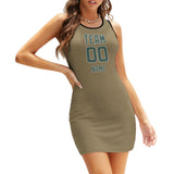 Custom Light Khaki Blue Green Sleeveless Vest Dress