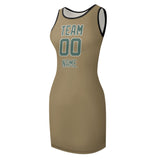Custom Light Khaki Blue Green Sleeveless Vest Dress