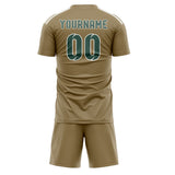 Custom Light Khaki Blue Green Soccer Jersey