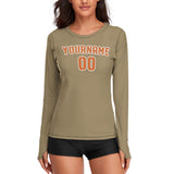 Custom Light Khaki Orange Women's Long-Sleeve Shirt