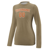 Custom Light Khaki Orange Women's Long-Sleeve Shirt