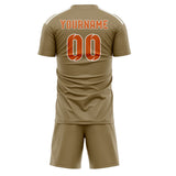 Custom Light Khaki Orange Soccer Jersey
