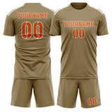 Custom Light Khaki Orange Soccer Jersey