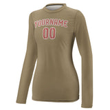 Custom Light Khaki Copper Rose Women's Long-Sleeve Shirt
