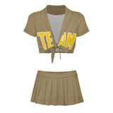 Custom Light Khaki Gold Cheerleading Uniform Set
