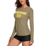 Custom Light Khaki Gold Women's Long-Sleeve Shirt