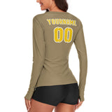 Custom Light Khaki Gold Women's Long-Sleeve Shirt