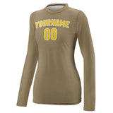 Custom Light Khaki Gold Women's Long-Sleeve Shirt
