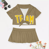 Custom Light Khaki Gold Cheerleading Uniform Set