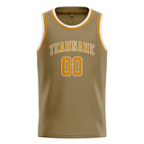 Custom Light Khaki & Yellow Colors Design Sports Basketball Jersey
