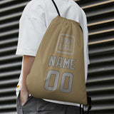 Custom Light Khaki Gray Drawstring Bag