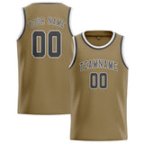 Custom Light Khaki & Dark Grey Colors Design Sports Basketball Jersey