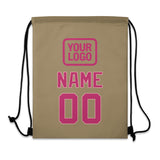 Custom Light Khaki Pink Drawstring Bag