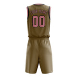 Custom Light Khaki Light Pink Basketball Set