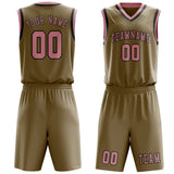 Custom Light Khaki Light Pink Basketball Set