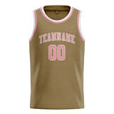 Custom Light Khaki & Light Pink Colors Design Sports Basketball Jersey