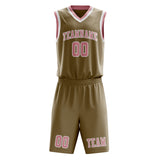 Custom Light Khaki Light Pink Basketball Set
