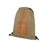 Custom Light Khaki Orange Drawstring Bag