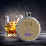 Custom Light Khaki Light Purple Hip Flask