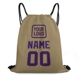 Custom Light Khaki Purple Drawstring Bag