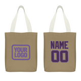 Custom Light Khaki Purple Canvas Tote Bag