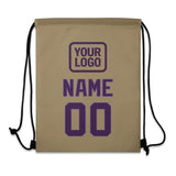 Custom Light Khaki Purple Drawstring Bag