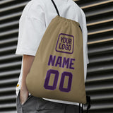 Custom Light Khaki Purple Drawstring Bag