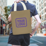 Custom Light Khaki Purple Canvas Tote Bag