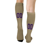 Custom Light Khaki Purple Knee-High Sock