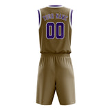 Custom Light Khaki Light Purple Basketball Set