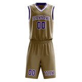 Custom Light Khaki Light Purple Basketball Set