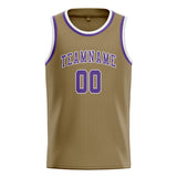 Custom Light Khaki & Light Purple Colors Design Sports Basketball Jersey