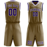 Custom Light Khaki Light Purple Basketball Set