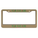 Custom Light Khaki Emerald Green License Plate Frame