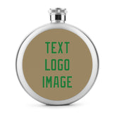 Custom Light Khaki Emerald Green Hip Flask