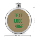 Custom Light Khaki Emerald Green Hip Flask