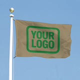 Custom Light Khaki Emerald Green Flag