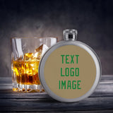 Custom Light Khaki Emerald Green Hip Flask
