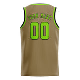Custom Light Khaki & Emerald Green Colors Design Sports Basketball Jersey