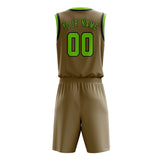 Custom Light Khaki Emerald Green Basketball Set