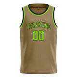 Custom Light Khaki & Emerald Green Colors Design Sports Basketball Jersey