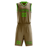 Custom Light Khaki Emerald Green Basketball Set