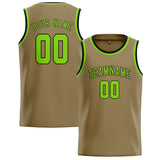 Custom Light Khaki & Emerald Green Colors Design Sports Basketball Jersey