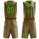 Custom Light Khaki Emerald Green Basketball Set